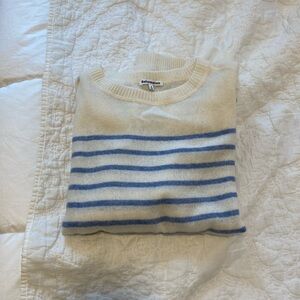 Reformation boyfriend cashmere sweater in Parisian blue stripe